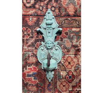 Green Blue Teal Metal Art Deco Nouveau Female Flapper Key Decorative Wall Hook